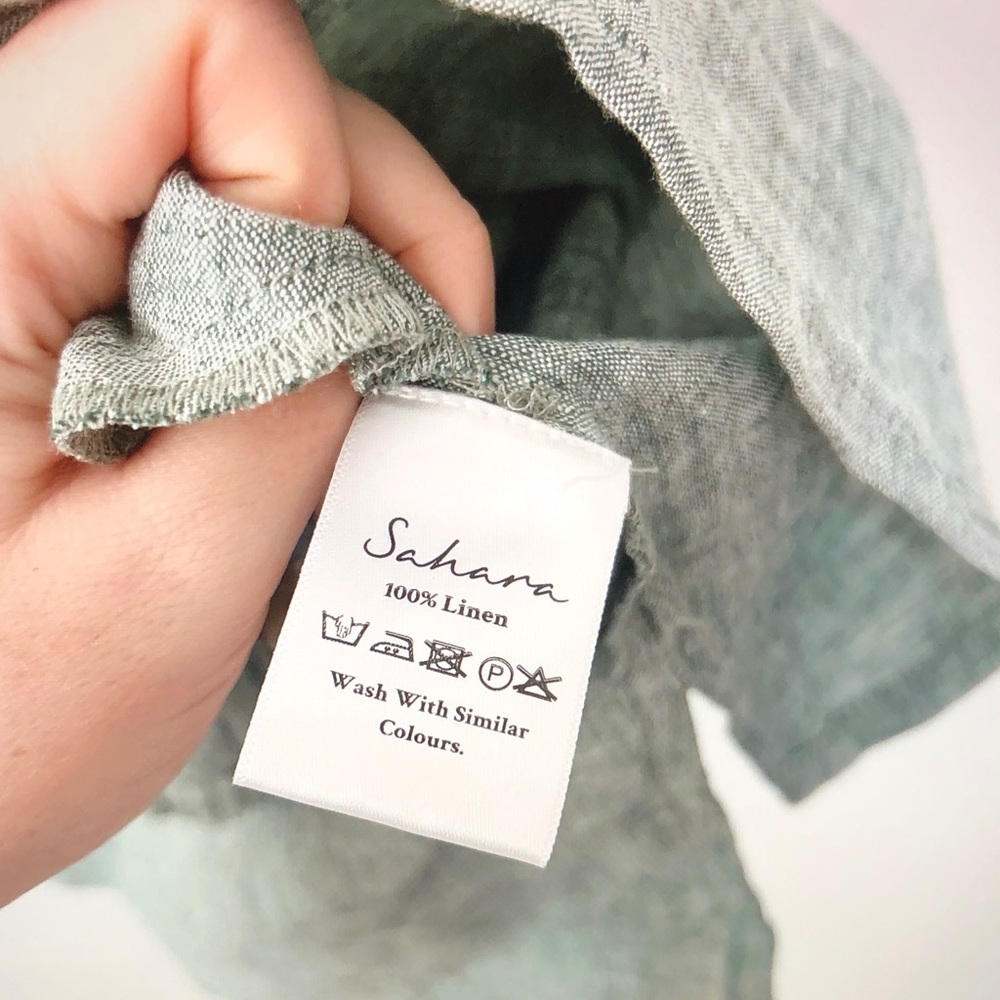 Sahara Relaxed Button-Front Linen Blouse in Seafoam Green - Picture 10 of 10